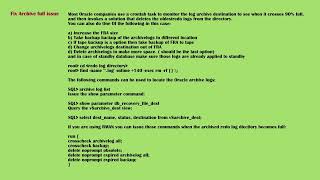Oracle DBA Dataguard. How to Fix Archive full issue