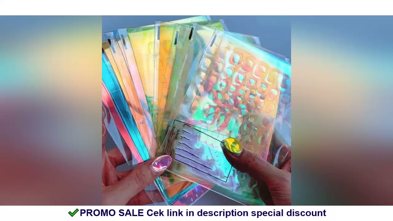 11pcs Aurora Glass Nail Foil Sticker Ice Cube Broken Glass Paper Iridescent Nail Film Decals Chamele