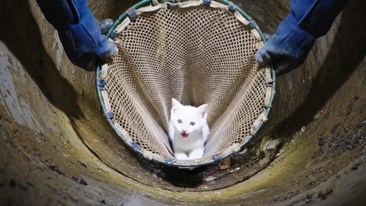 Very Cute Kitten Rescued From Drain