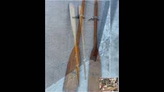 Old row boat oars one pair 66 inches, Feather Brand Old row boat oars one pair 66 inches, Feather Brand