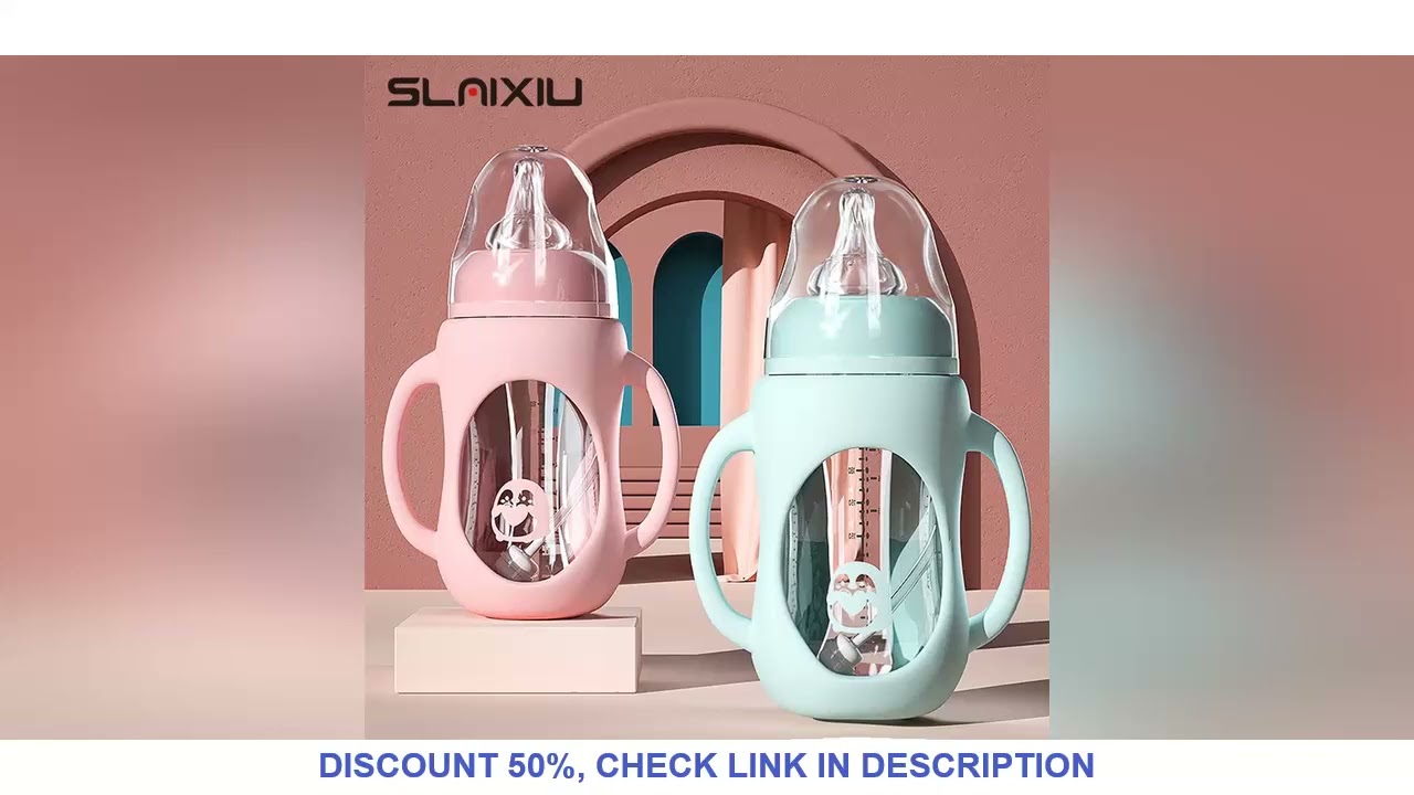 Baby bottle Glass Dual Use and Children Drinking Cup Bottle Grip Handle for Natural Wide Mouth PP Gl