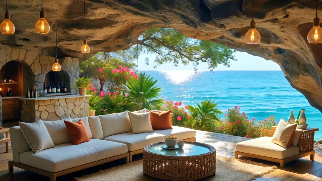 Beachside Cabin Cafe Jazz Ambience & Cozy Hammock☕Relaxing Jazz Vibes & Stunning Ocean View For Work