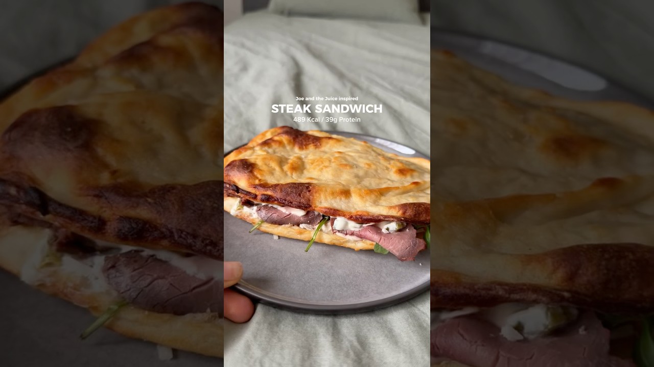 Steak Sandwich von JOE AND THE JUICE 🥪 Rezept in der Beschreibung. 489 Kcal & 39g Protein