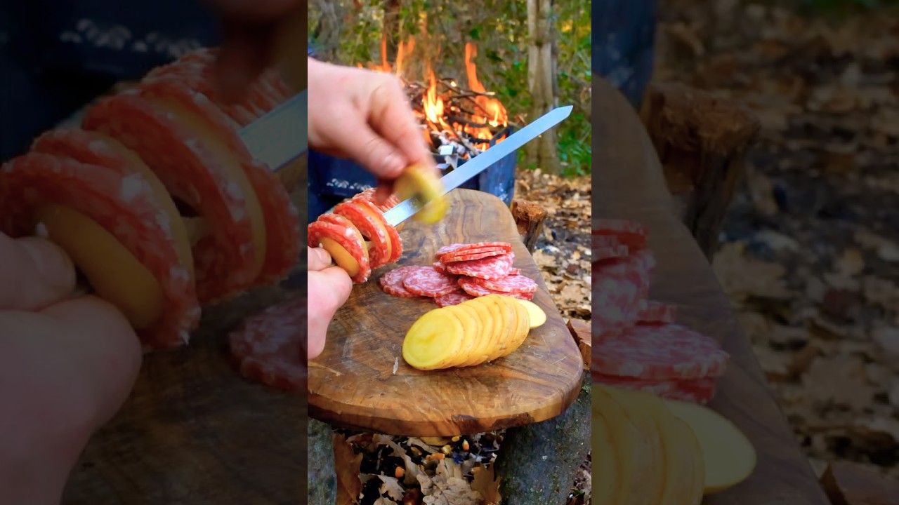 Perfectly Crispy Campfire Salami Potato Skewers
