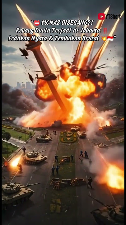 'PERANG DUNIA di JAKARTA? | Monas Dihujani Ledakan 🔥 #aishorts #aicontent #hiburan #perang #aivideo