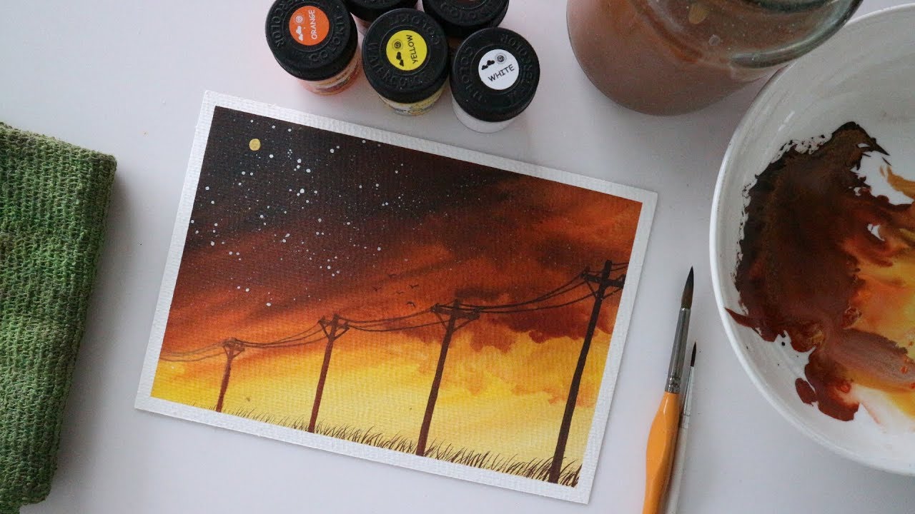 ART#19|Màu nước Thiên Long - Vẽ tranh phong cảnh |... - youtube