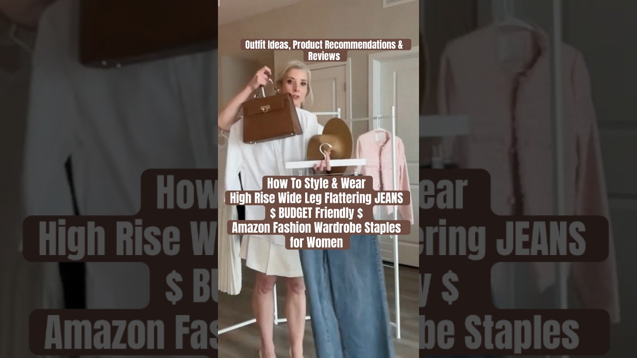 How To Style High Rise Wide Leg Flattering JEANS BUDGET Amazon Fashion Wardrobe Staples for Women