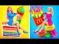 Crazy RAINBOW CHALLENGE! | Eating Rainbow Desserts for 24 HOURS! Multicolored Girls Battle by RATATA