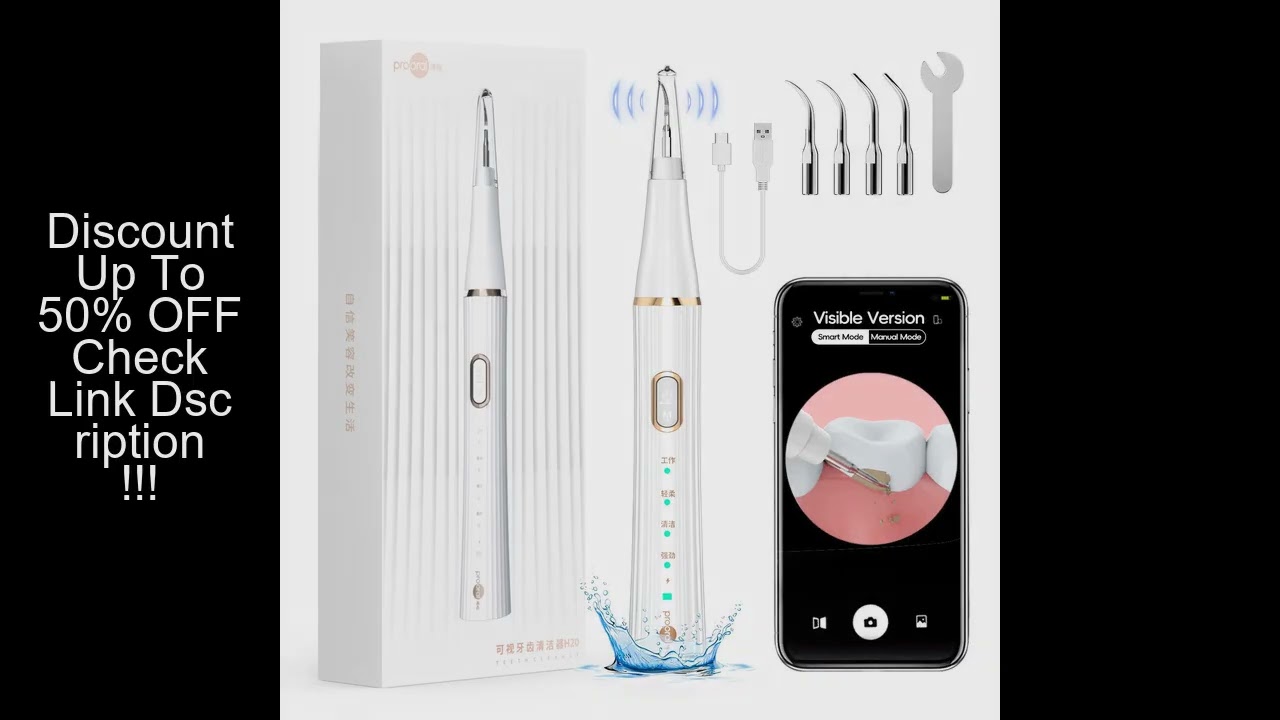 Visible Plaque/Tartar Remover for Teeth, Dental Calculus Remover Cleaning Kit with Led Light- 4 Head