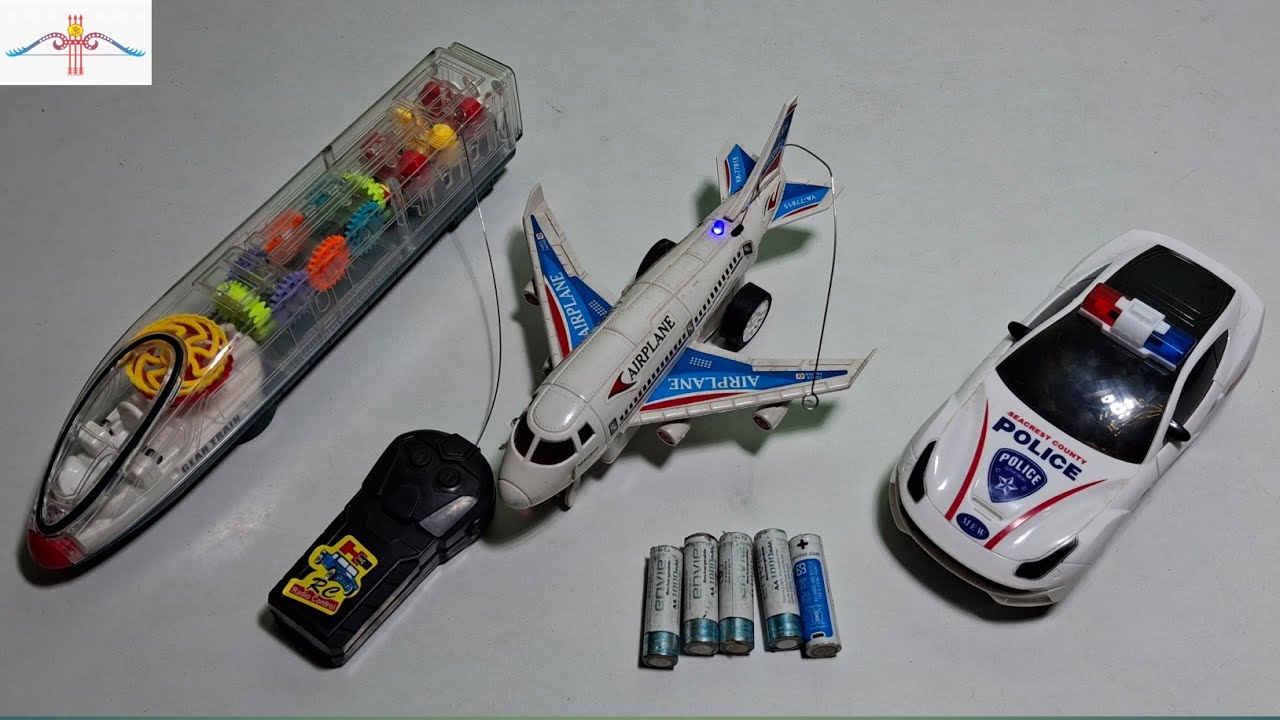 Radio Control Rc Airoplane And Lighting police Stunt Car and Transparent gear light train /Bullet