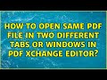 How to open same pdf file in two different tabs or windows in pdf xchange editor?