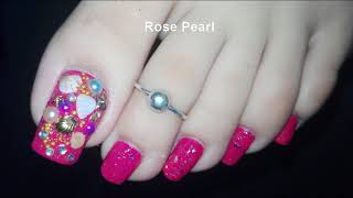 Easy DIY Beach Toe Nail Art Tutorial- 3D Ocean Pedicure Nail Art Design I Rose Pearl