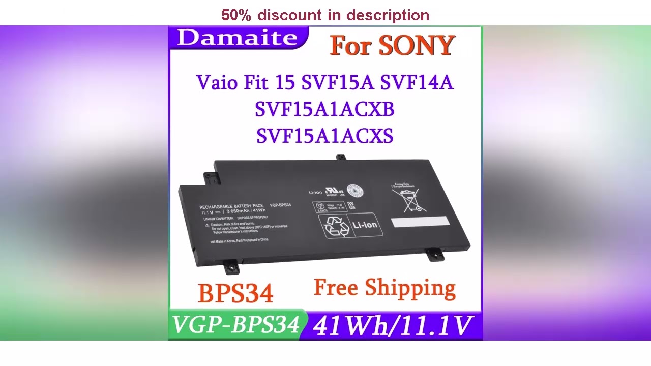 Latest Products You Must Know! VGP-BPS34 Laptop Battery For Sony Vaio Fit 15 SVF15A SVF14A SVF15A