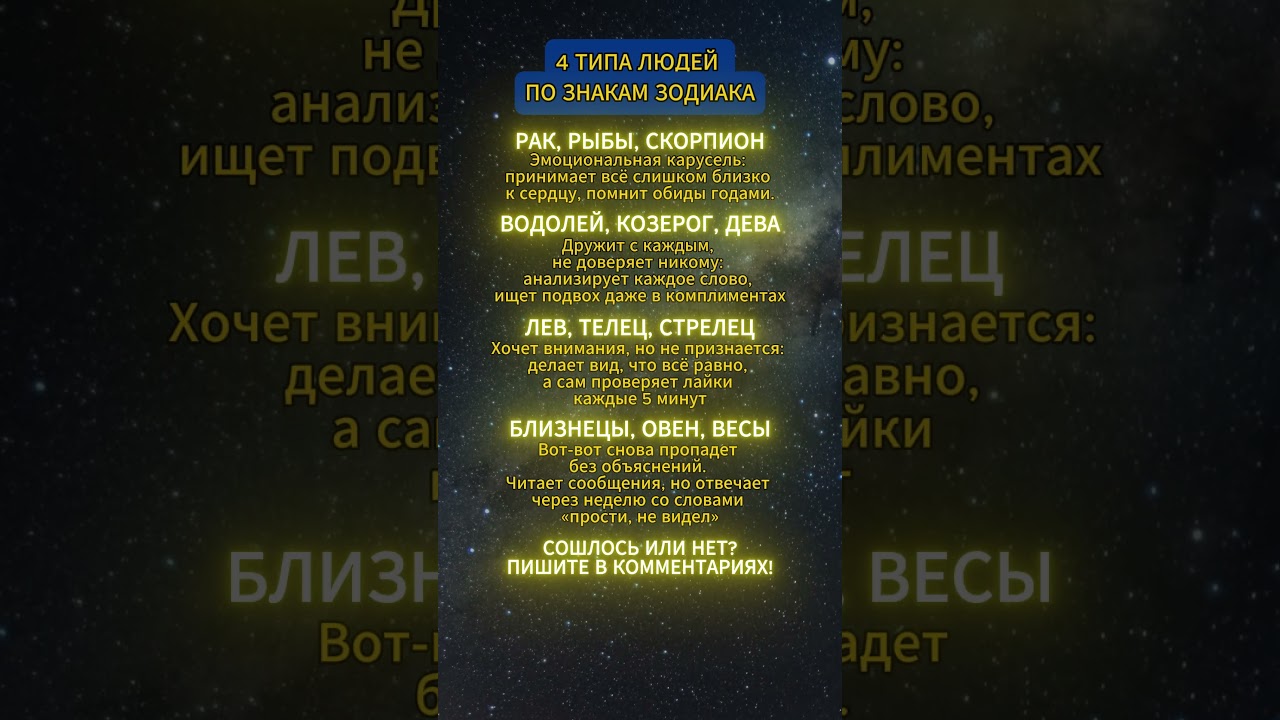 4 типа людей по Знакам Зодиака! 🎭
