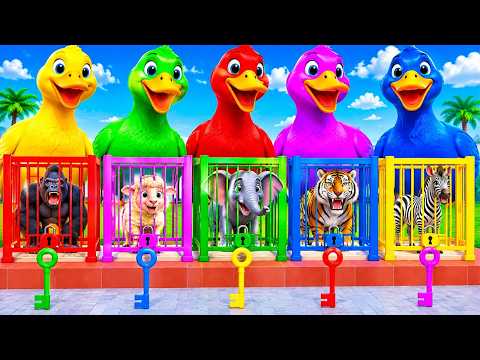 Long Slide Game With Cow Elephant Gorilla Hippopotamus Tiger 3d Animal Game Funny 3d Animals