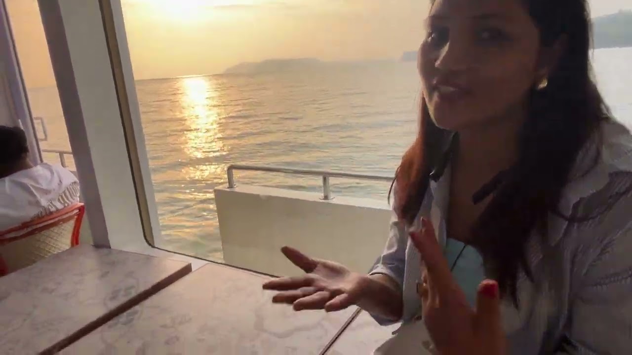 Sunset view and dance party in cruise
