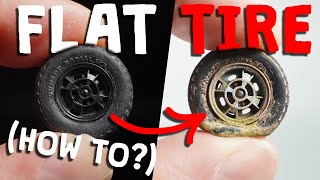 How to make FLAT TIRE on a MODEL CAR?: Building a Tamiya Morris Mini Cooper as a wreck, 1/24 scale
