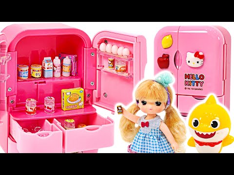 Baby shark, Little Mimi and Kitty <strong>mini</strong> fridge <strong>cooking</strong>!  | PinkyPopTOY