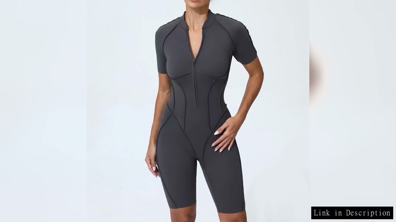 Women Yoga Boilersuit Outdoor Sports Suit Fitness Short Sleeve Zipper Suit Gym Push Up Sports Clothi