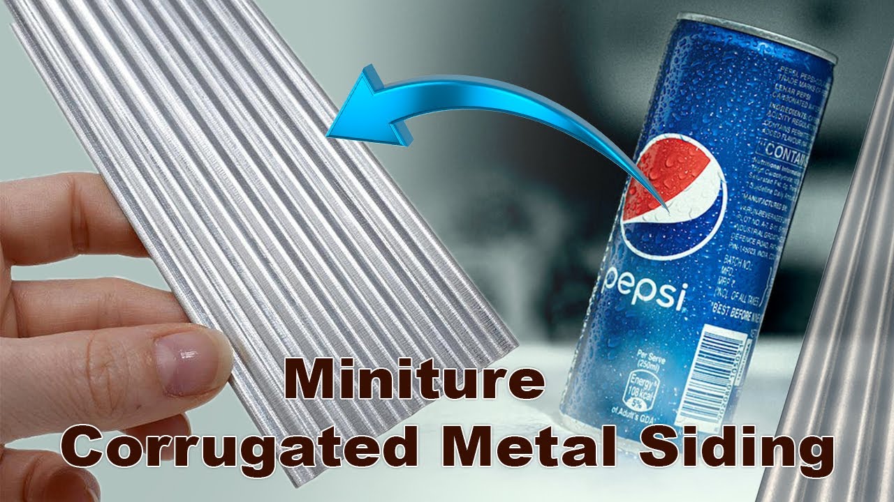 Miniature corrugated metal siding made from Pepsi can for diorama