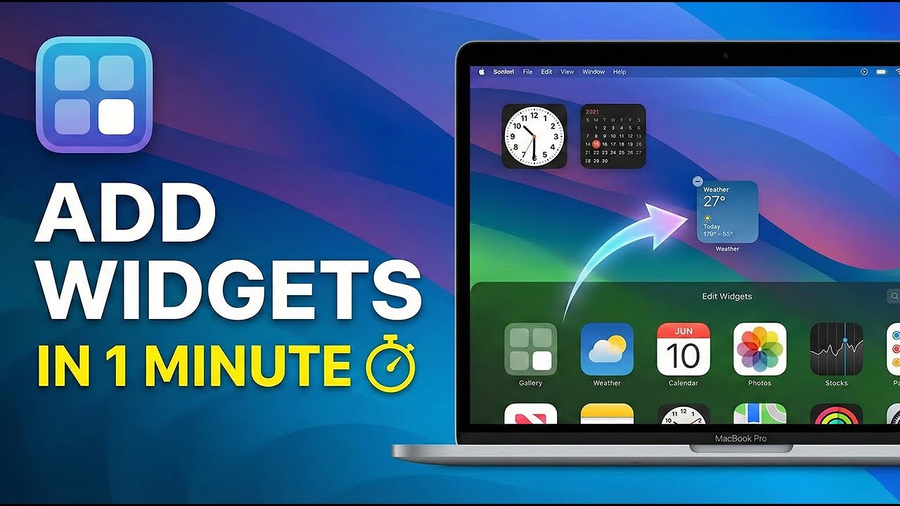 Как добавить виджеты на MacBook за 1 минуту. Простая настройка рабочего стола macOS.