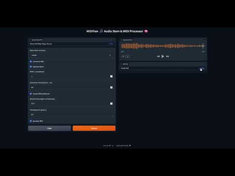 MIDIFren demo - audio to midi, stem extraction and more
