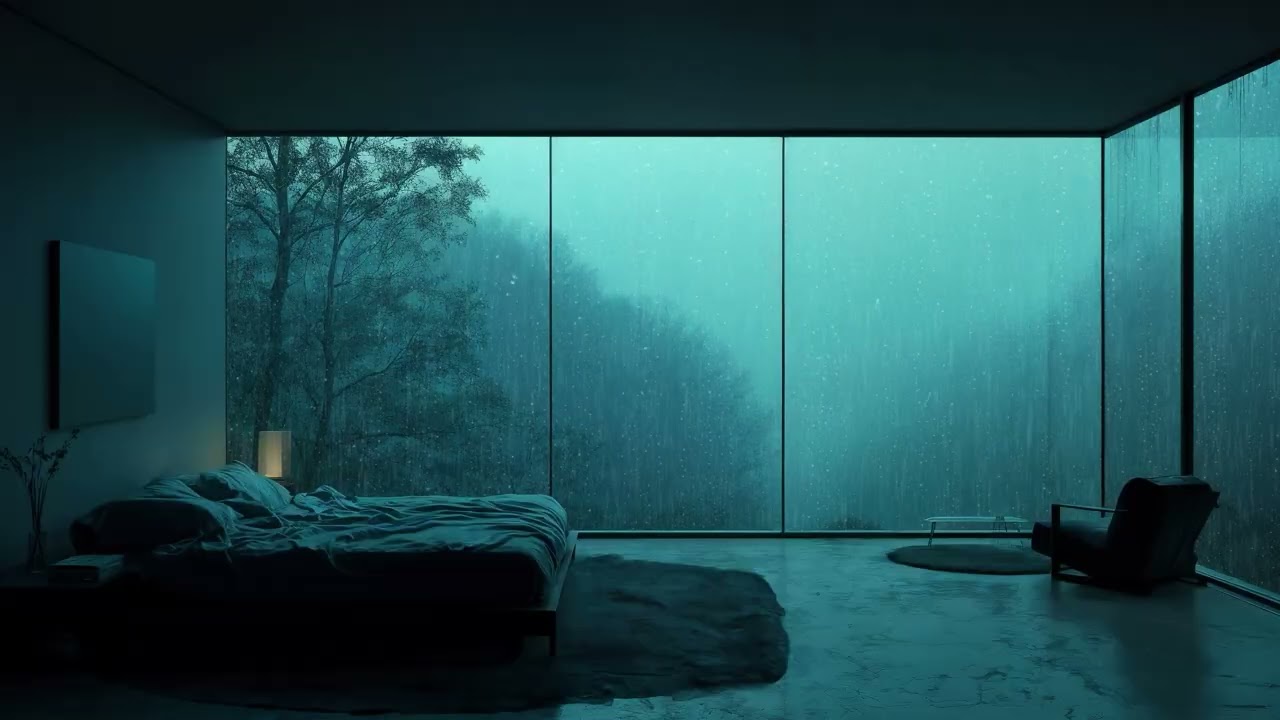 Rain on Bedroom Window at Night 🌧️ Forest Calm for Sleep & Relaxation