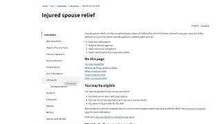 What does the IRS website say about injured spouse relief?