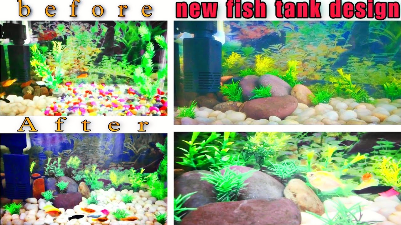 FISH TANK SIMPLE DESIGN IN STONES/tank cleaning 