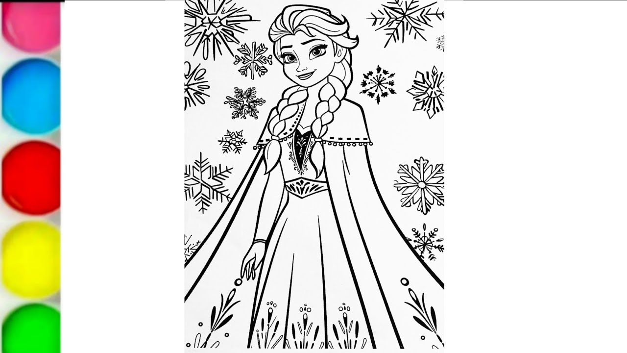 How to draw Elsa from Frozen, Disney princess Elsa drawing, Elsa Frozen movie 2 colouring pages #54