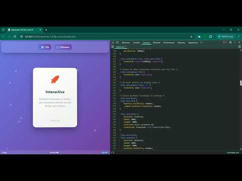 Interactive 3D Flip Card UI | HTML CSS JavaScript | Hover & Click Responsive Cards