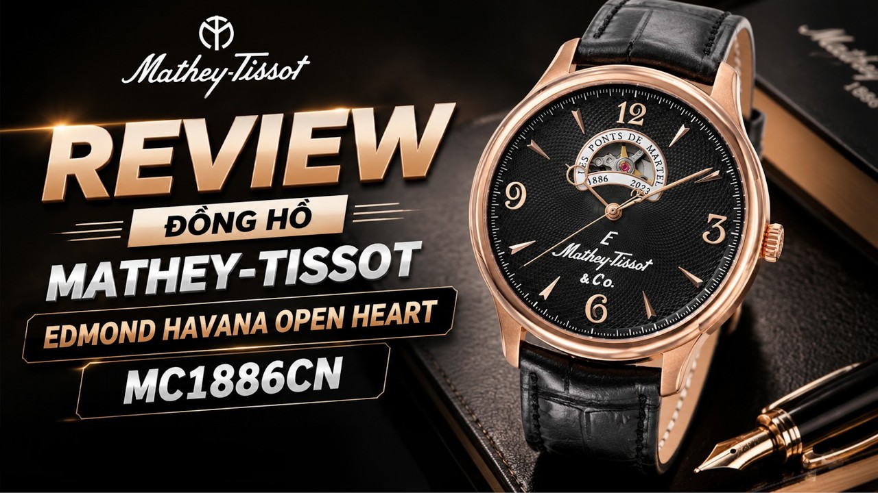  Review Đồng Hồ Mathey-Tissot MC1886CN: Mặt Đen Guilloche, Open Heart Góc 12 Giờ !