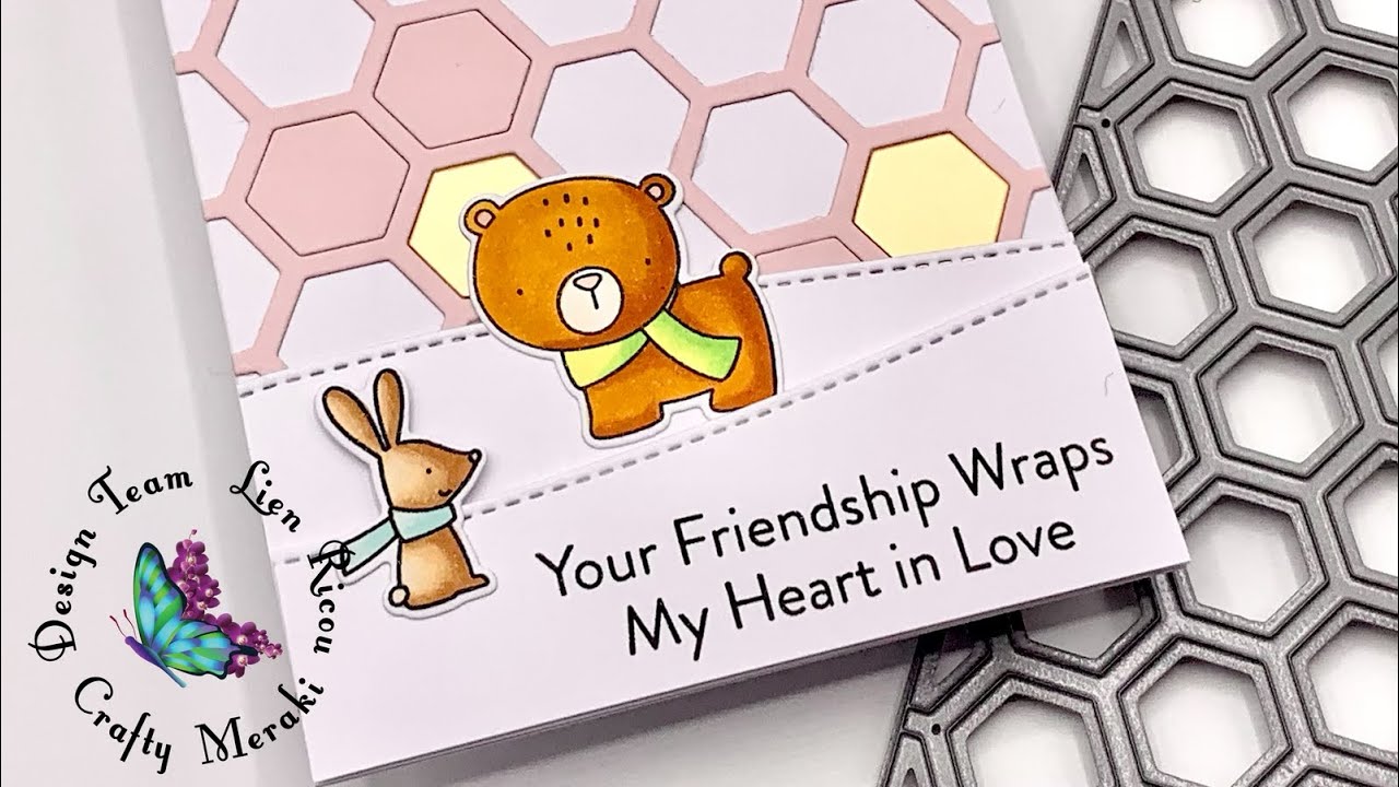 FRIENDSHIP CARD: Crafty Meraki - Hive Slimline Die & MFT - Fox and Friends