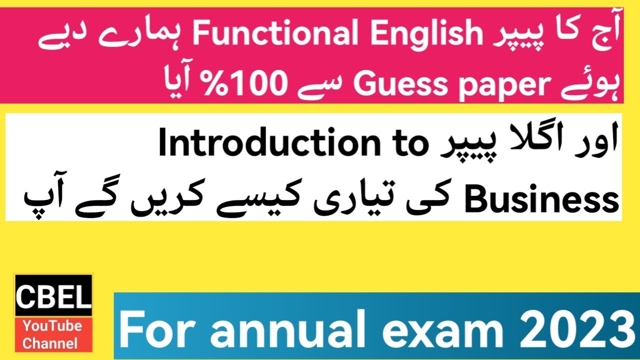 Today's paper functional English 100% come from our guess and how to prepare next paper I to B