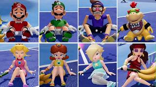 Mario Tennis Fever - All Characters Slipping On Banana Peel