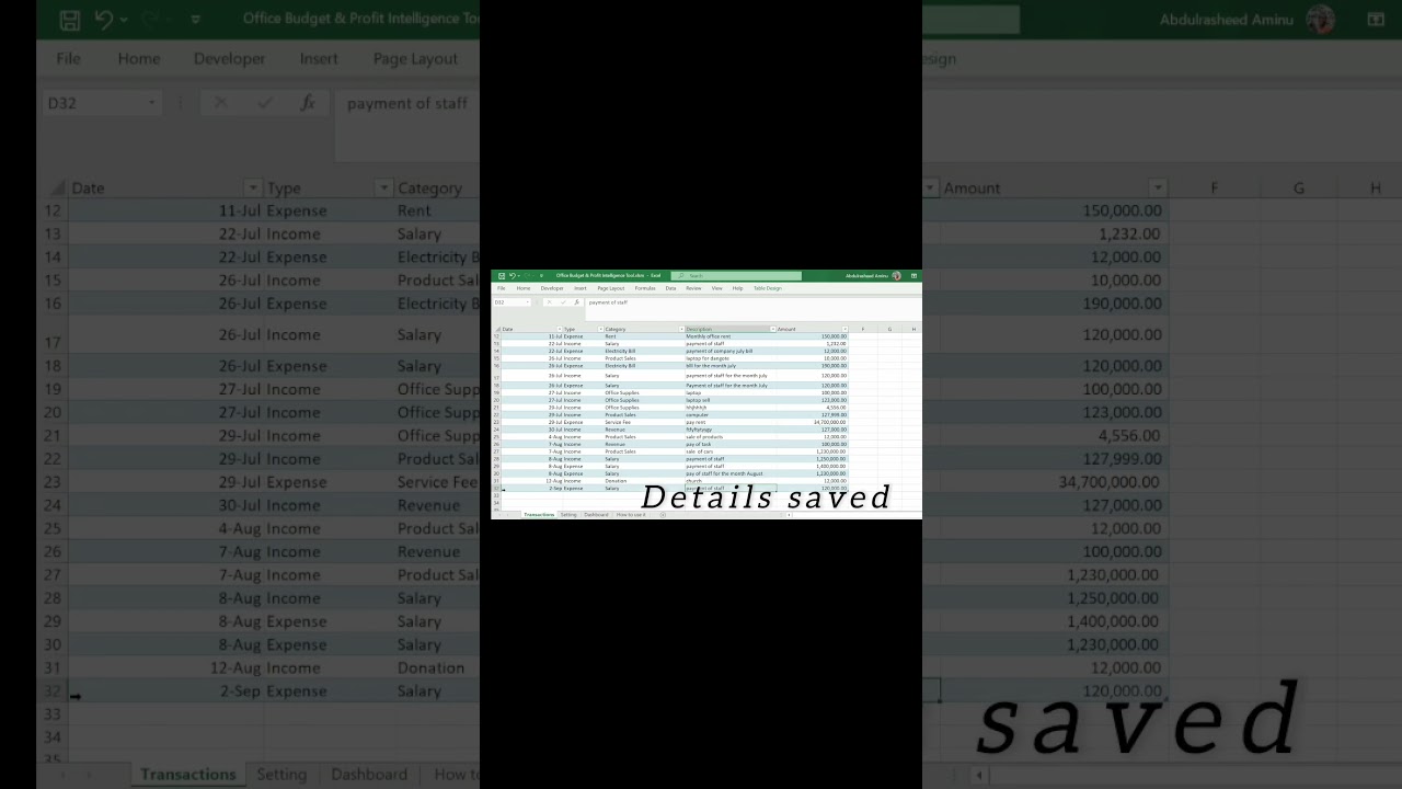 income & expenses tracker for office 