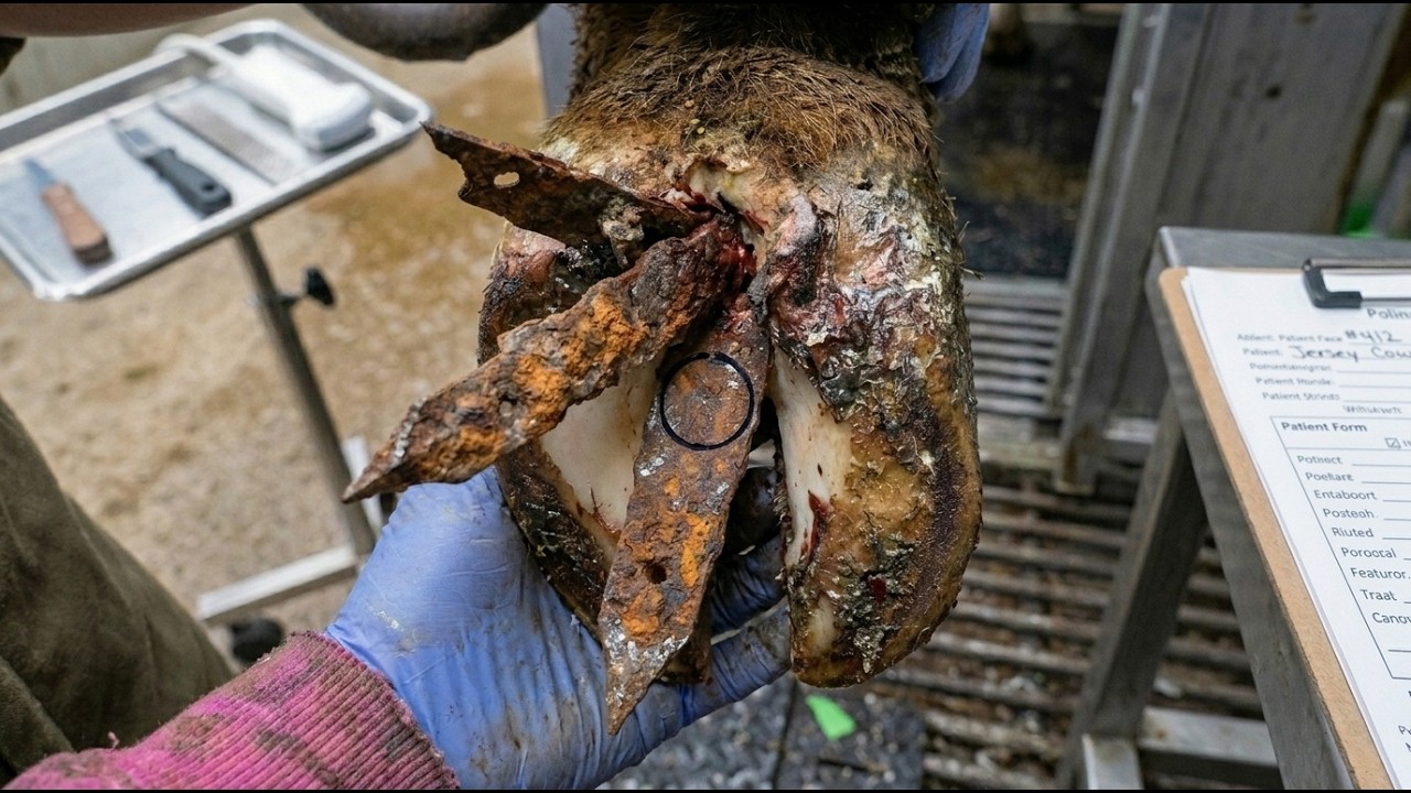 SKILLS FIX Deep Rusty Nail Stuck in Cow Hoof! 🐄 Full Hoof Cleaning & Rescue Treatment