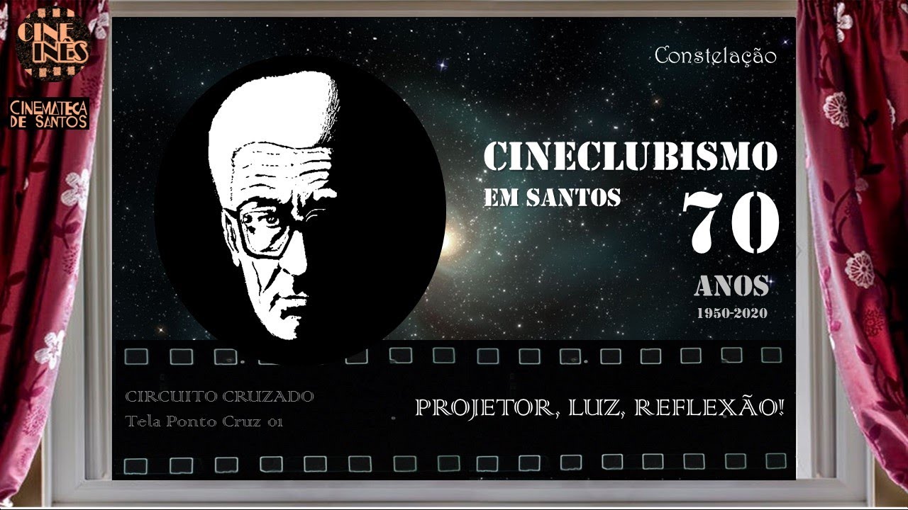 CINECLUBISMO EM SANTOS - 70 ANOS (1950-2020) - Tela Ponto Cruz 01: Projetor, Luz, Reflexão!