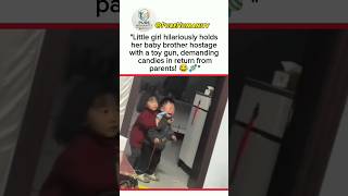Little girl holds brother hostage for candy! 😂🍬 #Shorts