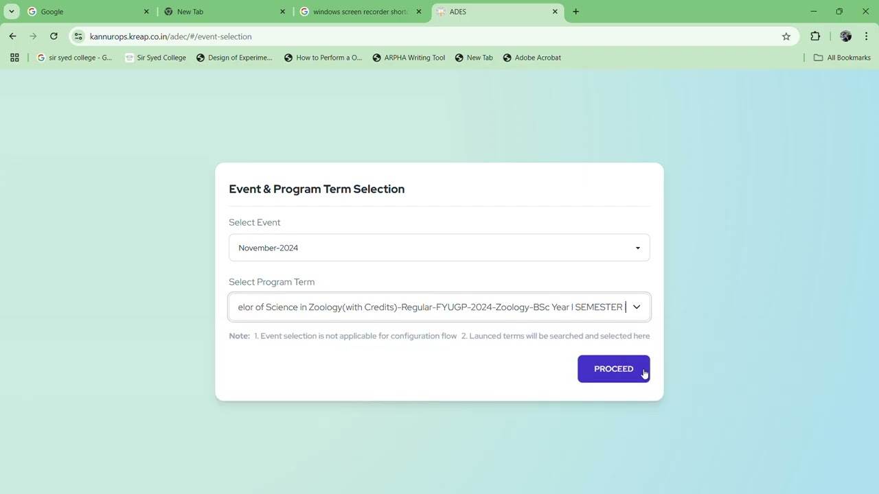 Internal and External mark Entry KREAP