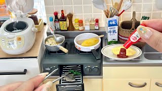 Re-Ment Mini kitchen Toys | Miniature Omelet+soup | Toy food cooking (ASMR)