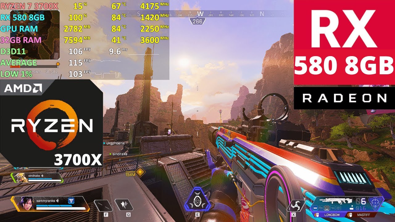 Apex Legends Armed & Dangerous RX 580 8GB + Ryzen 7 3700X Custom Settings YouTube
