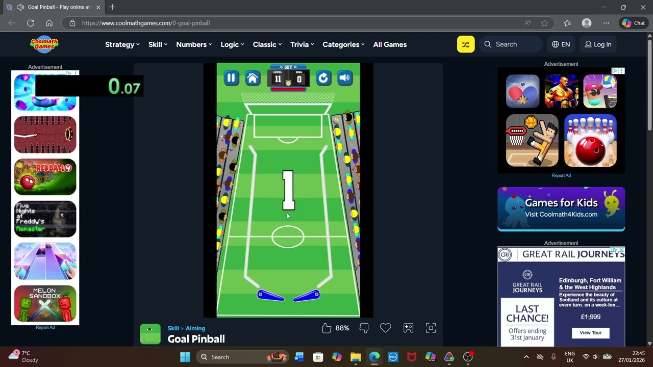 Goal Pinball (2022). Speedrun levels 8 - 18.