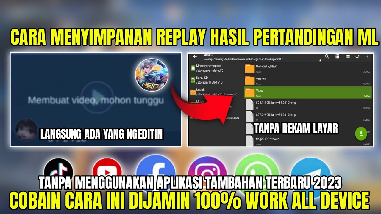CARA MENYIMPAN VIDEO REPLAY MOBILE LEGENDS KE GALERI TANPA APLIKASI TAMBAHAN 2023 | MOBILE LEGENDS