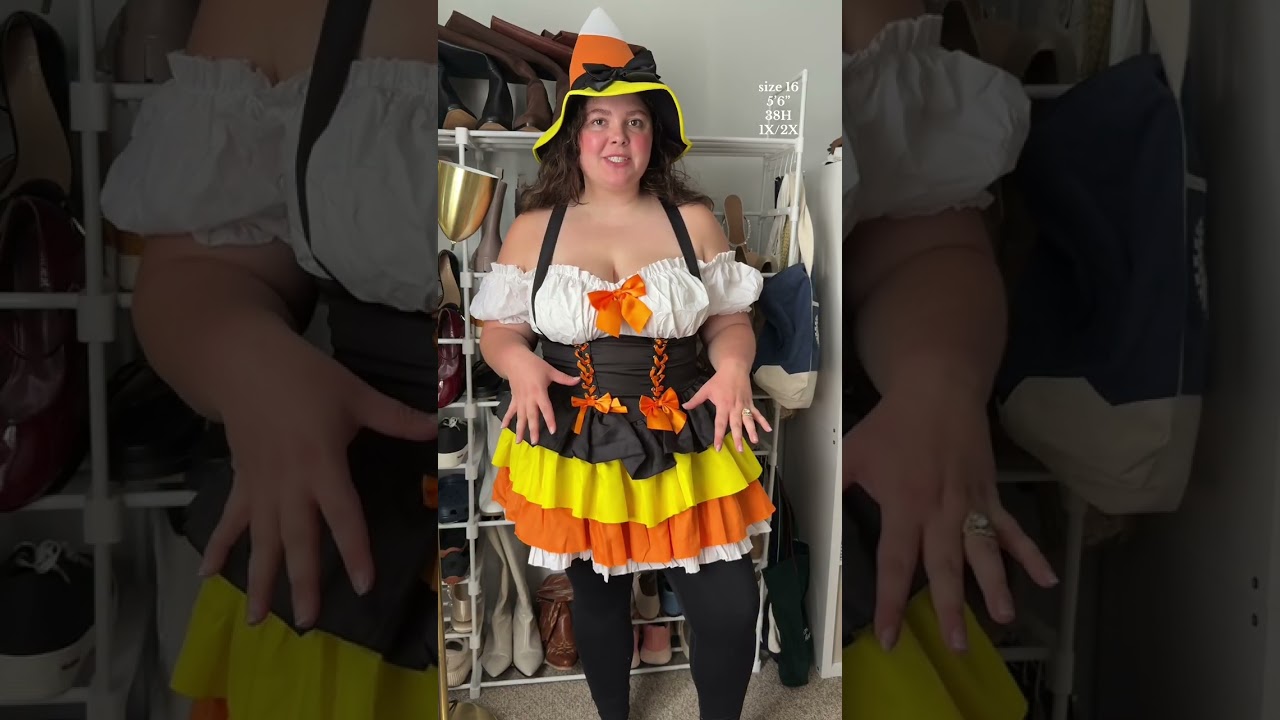 Candy corn witch costume review on a size 16 🎃✨ 