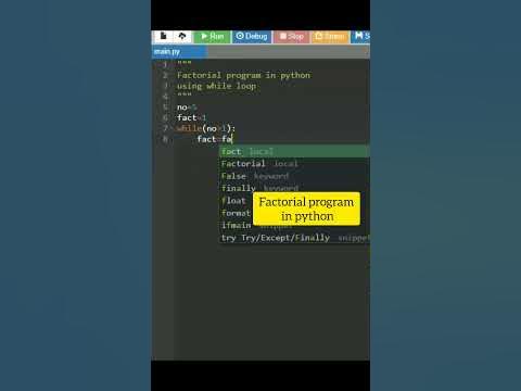 Factorial program in python using while loop #python - YouTube
