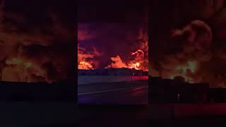 Watch: Massive fire breaks out at Texas oilfield #Shorts