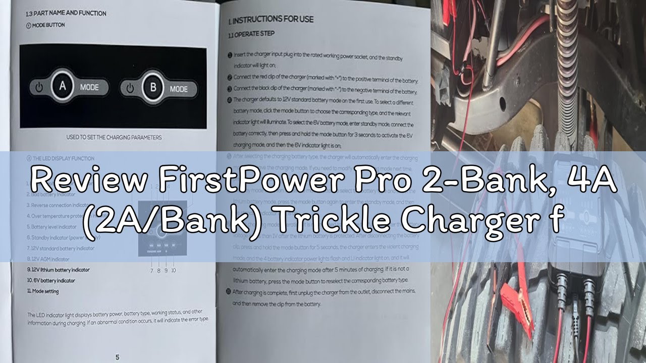 Review FirstPower Pro 2-Bank, 4A (2A/Bank) Trickle Charger for Car Battery, 12V 6V Car Battery Charg