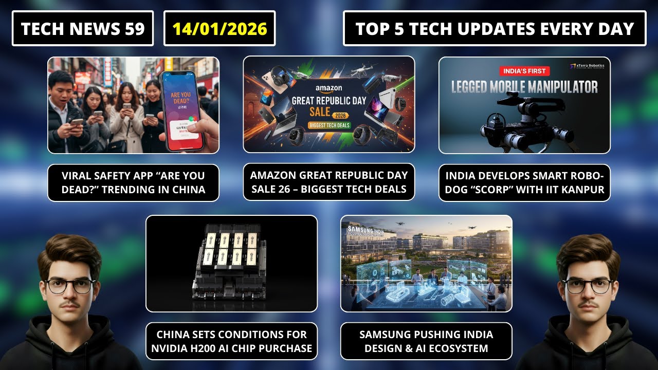 TECH NEWS 59 | VIRAL SAFETY APP | AMAZON SALE 2026 | ROBO-DOG SCORP | NVIDIA H200 | SAMSUNG INDIA