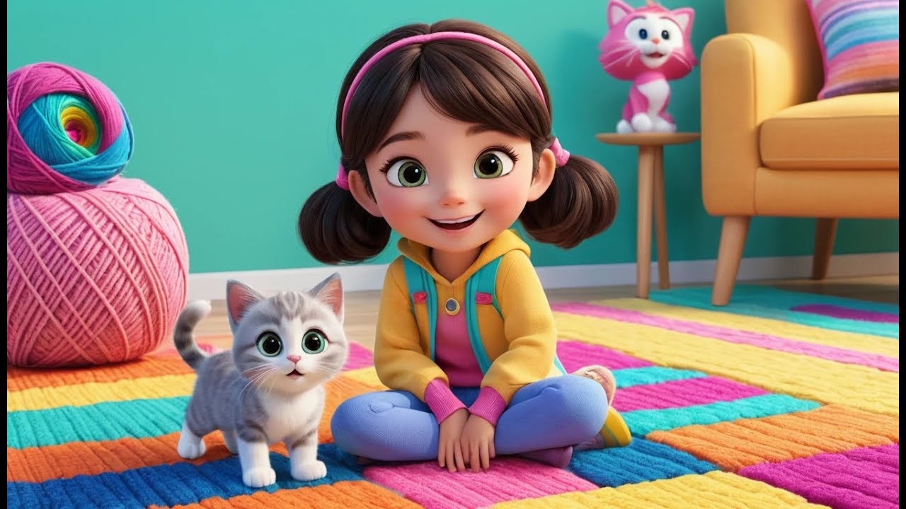 Little Kitten Chase Chase Yarn | Fun Kitten Song for Kids | Playful Adventure Rhyme